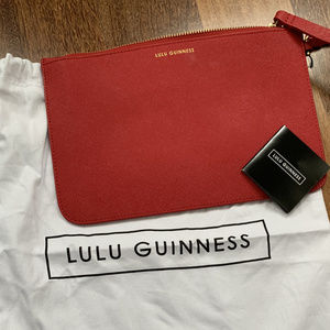 NWOT: LULU GUINNESS Grace Pouch in Red Leather